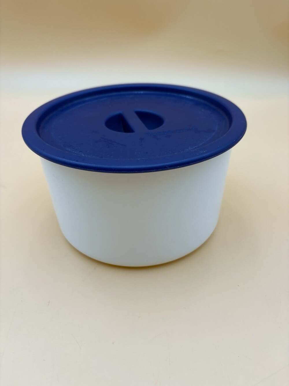Vintage Tupperware White Canister with Blue Seal – Coffee Filter Storage
